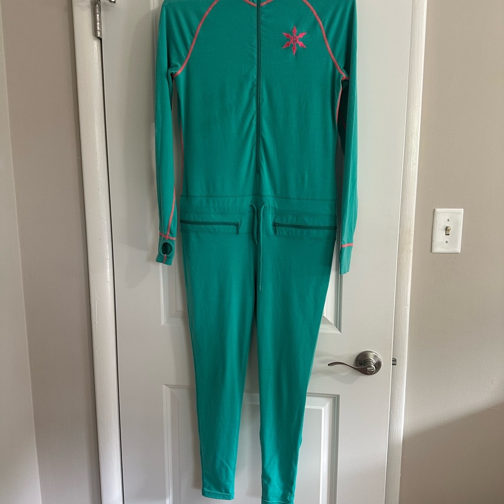 Airblaster Ninja Suit: Green and Pink Base layer Onesie with Zipper
